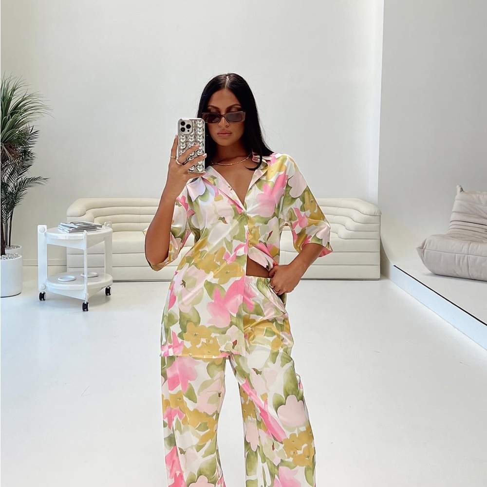 Princess Polly Floral Oversized Short Sleeve Button-Down Shirt Set